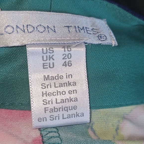 London Times Dress Sz 16 Sleeveless V-Neck Floral Maxi Preppy, Vacationwear - Picture 16 of 16